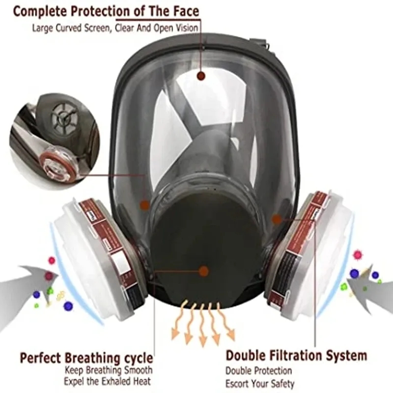 Kn95 Respirator Mask - Полнолицевая маска-респиратор большого размера 6800, многоразовая,